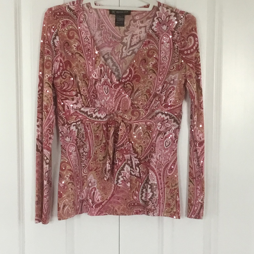 INC International Concepts Pink Paisley Blouse
